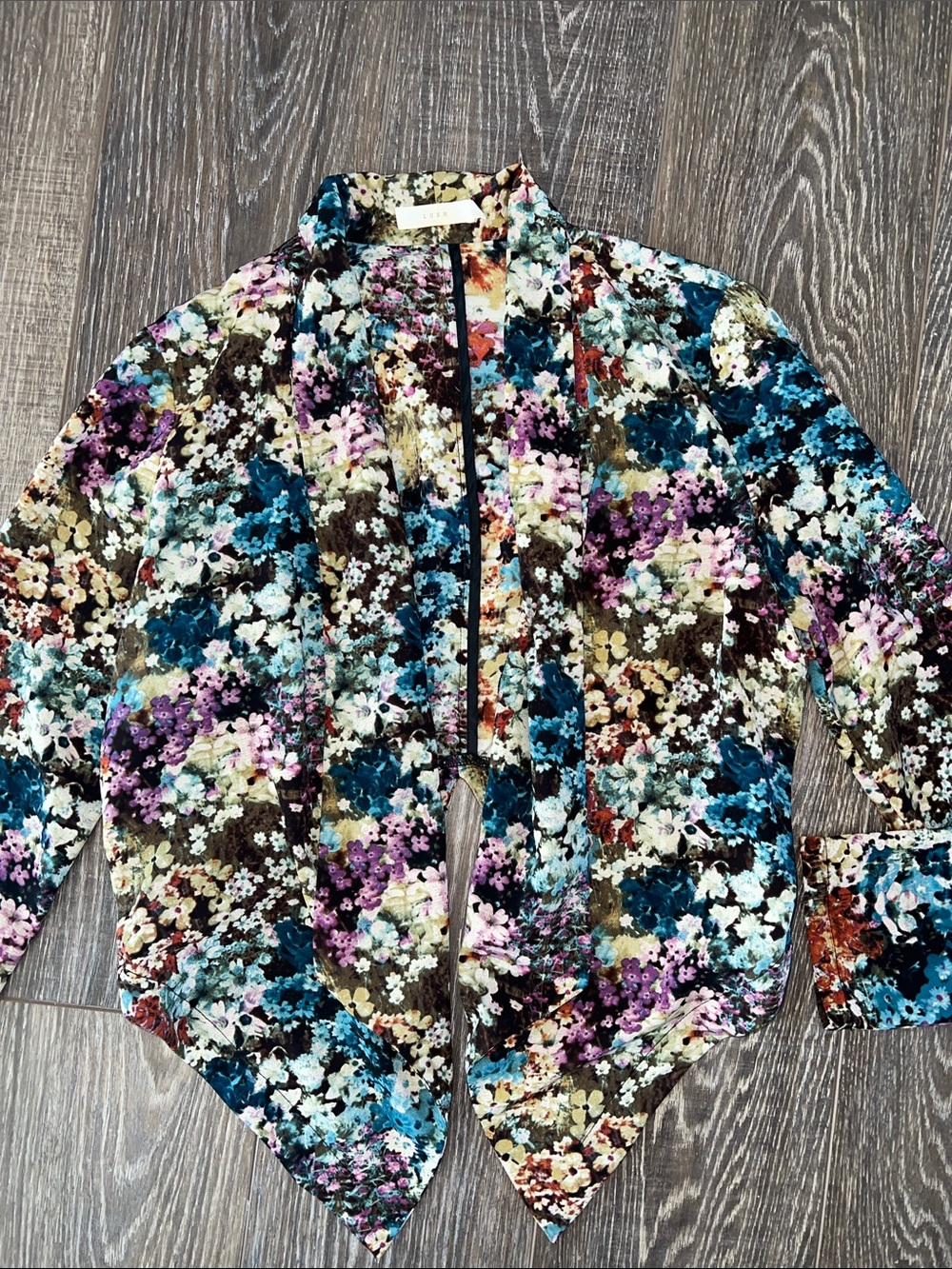 Lush Multicolor Floral Velvet Button-Down Shirt